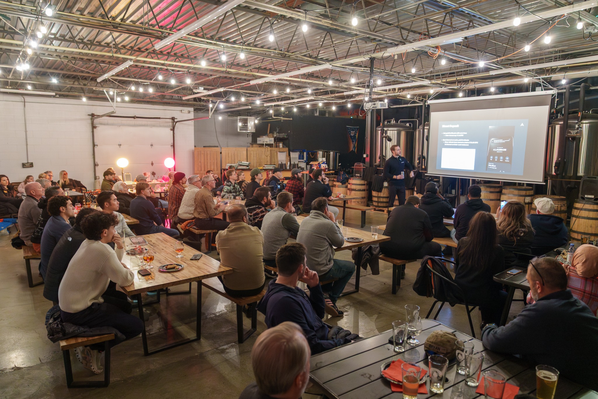 Columbus Bitcoin Meetup audience attending an in-person Bitcoin presentation